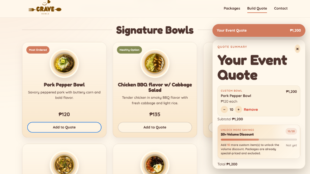 Crave Bowls Web App